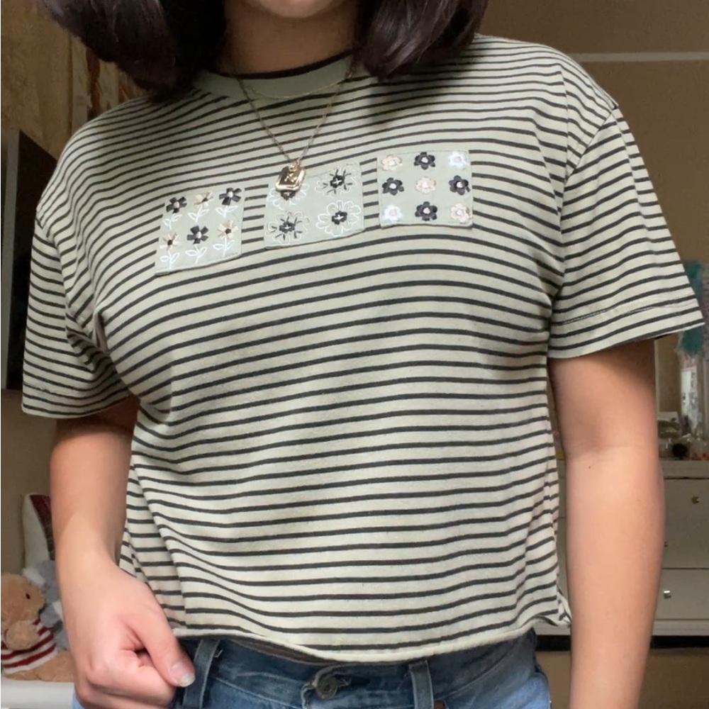 Striped patchwork top